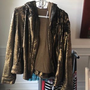 Free people gold sequin motorcycle jacket